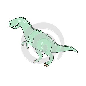 Vector sketch green colored tyrannosaur rex