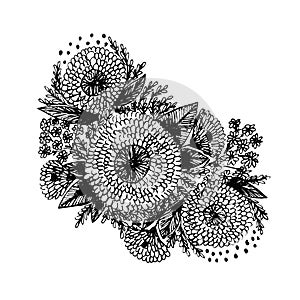 Vector sketch hand drawn floral composition