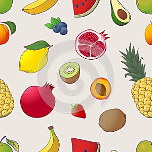 Vector sketch hand drawn fruits and berries icons set