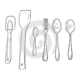 Vector sketch hand drawn of kitchen utensils