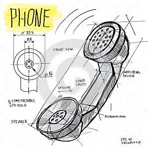 Vector sketch illustration - telephone handset