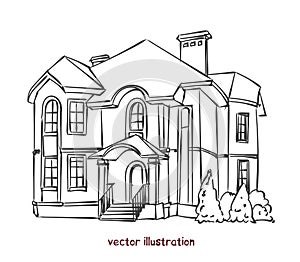 Vector sketch of individual house for design