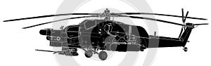 Vector sketch of Mi-28 Havoc military helicopter