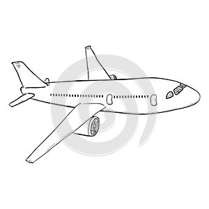 Vector Sketch Passenger Airplane. Commercial Aviation Aircraft.