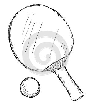 Vector Sketch Ping-Pong Racket and Ball