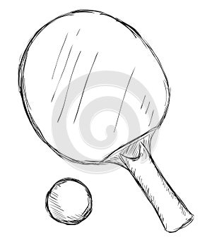 Vector Sketch Ping-Pong Racket and Ball photo