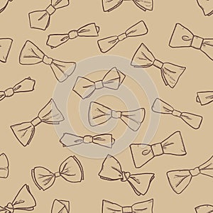 Vector Sketch Seamless Pattern of Bow Ties