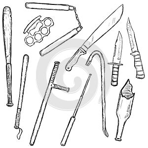 Vector Sketch Set of Edged Weapon