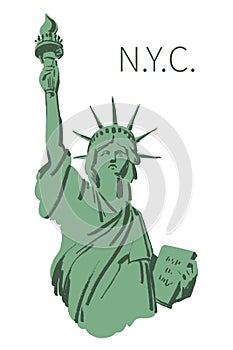 Vector sketch of Statue of Liberty New York of USA in illustration