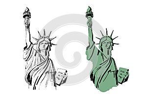 Vector sketch of Statue of Liberty New York of USA in illustration