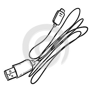 Vector Sketch USB wire for Mobile Phones