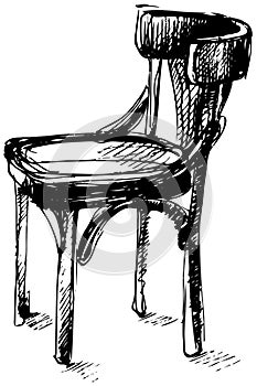 Vector sketch of Viennese bent wood chair
