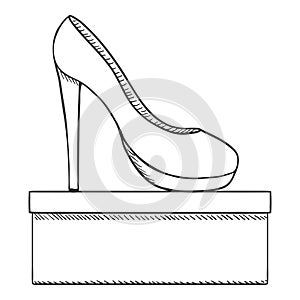 Vector Sketch Women High Heels Shoe