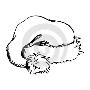 Vector sketche of santa hat or sleeping cap