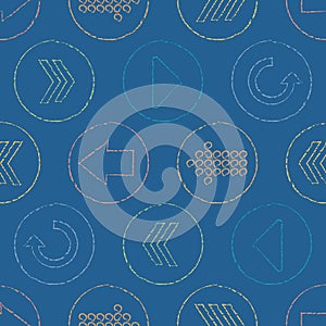 Vector Sketchy Arrow Circles Seamless Pattern Background