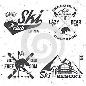 Vector ski club retro badge.