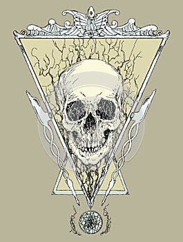 Vector skull with triangle