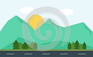 Vector Sky,Mountain and road