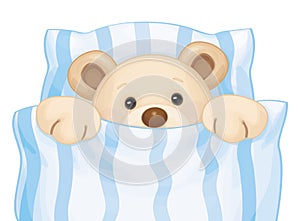 Vector sleeping bear in bed.