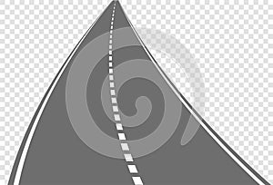 Vector slightly curving road isolated on transparent background