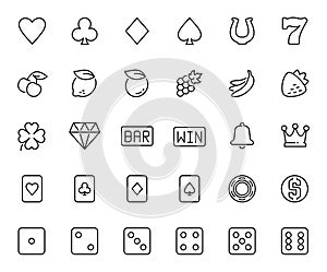 Slot machine symbols and casino related icons