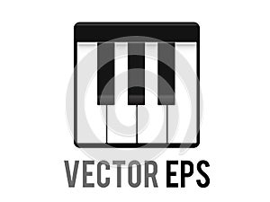 Vector small section of classic piano music keyboard icon, showing white, black keys