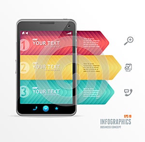 Vector smartphone with infographic option banner