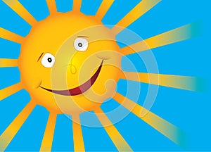 Vector smile sun on blue sky