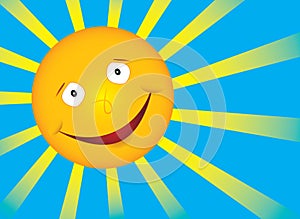 Vector smile sun on blue sky