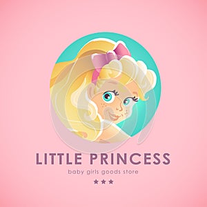 Vector smiling happy little girl portrait .