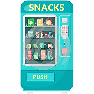 Vector snack vending machine cartoon flat icon