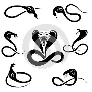 Vector snakes black silhouettes