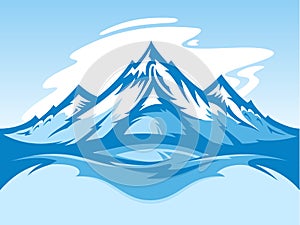 Vector snow mountains landscape