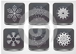 Vector snowflake app icon set. Eps 10