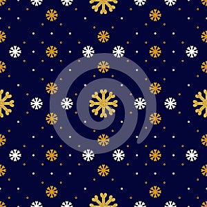 Vector snowflake seamless pattern. Winter holiday background, line snowflakes icons