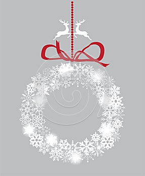 Vector Snowflake Wreath With Christmas Reindeer
