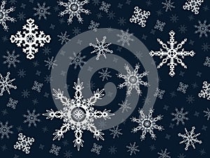 Vector snowflakes on a blue background