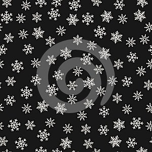 Vector snowflakes pattern. Winter Christmas black and white seamless background