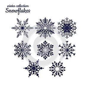 Vector snowflakes setn white background