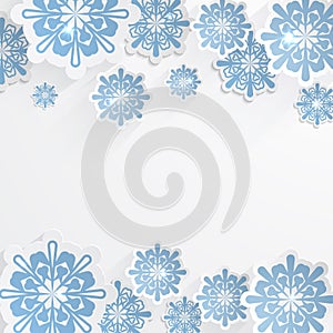 Vector snowflakes for winter background design or christmas greeting card, paper cut out art style