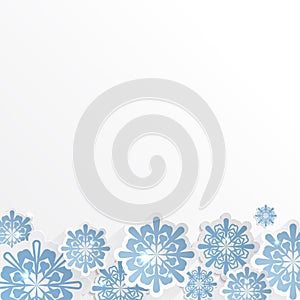 Vector snowflakes for winter background design or christmas greeting card, paper cut out art style
