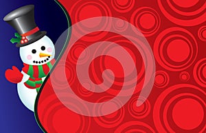 Vector snowman on a retro background