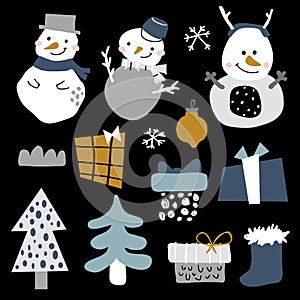 Vector snowman set