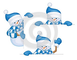 Vector snowmen cartoons. photo