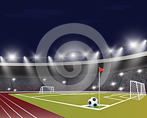 Vector soccer background with realistic net and lighting