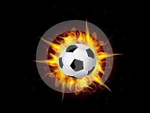 Vector soccer ball in fire flame