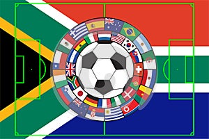 vector of soccer ball with flags