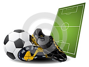 Vector soccer boots and ball