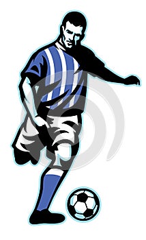 Soccer player kick the ball