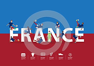 Vector soccer players in action on France text